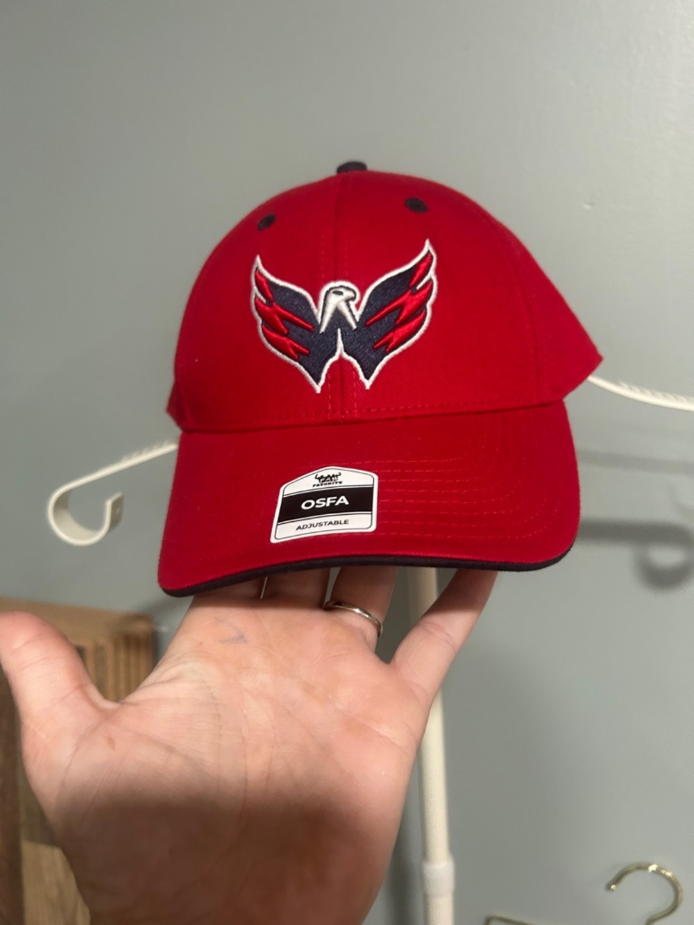 Unbranded Men's Red Adjustable Baseball Cap with Embroidered Eagle Logo